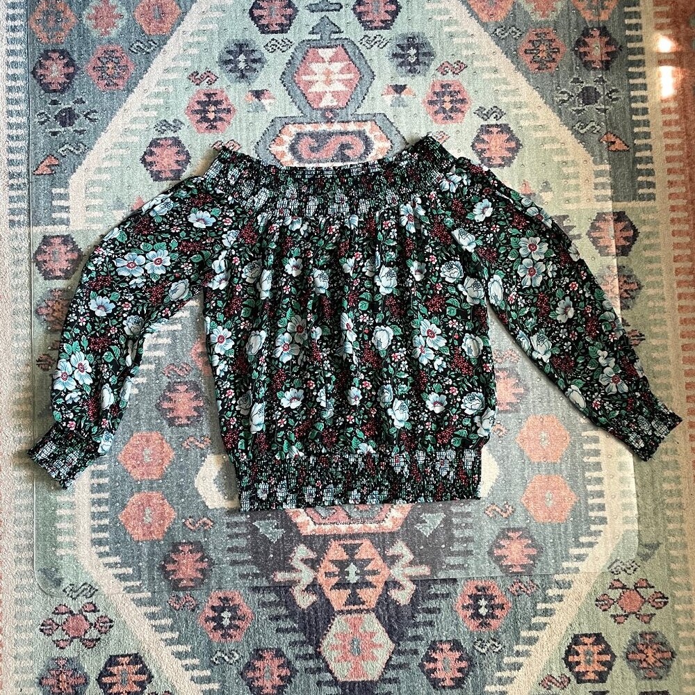 Off-the-shoulder Floral Blouse
